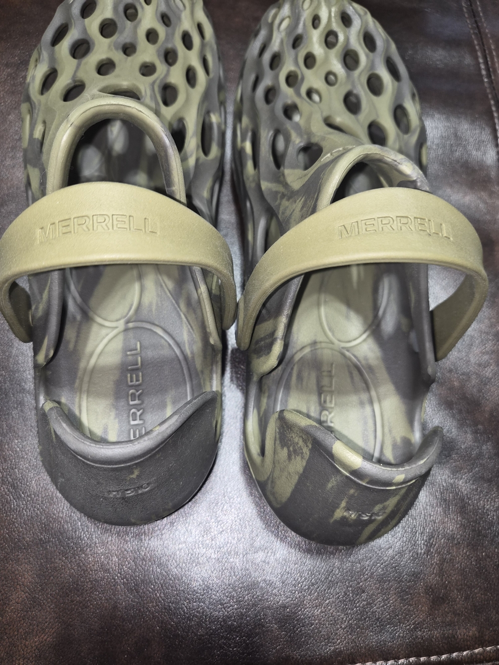 Merrell Olive and Gray Ventilated Slip-On Foam Loafers - Picture 6 of 7
